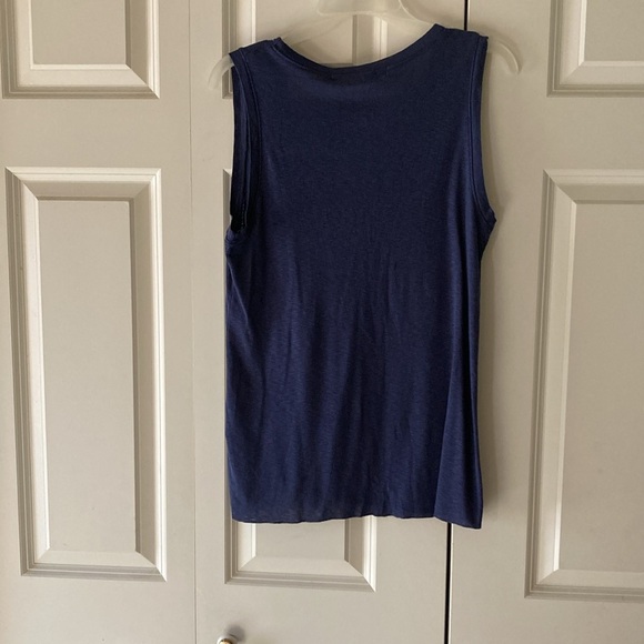 Michael Stars grommet soft v-neck tank is navy blue women’s new ruched - Picture 2 of 11